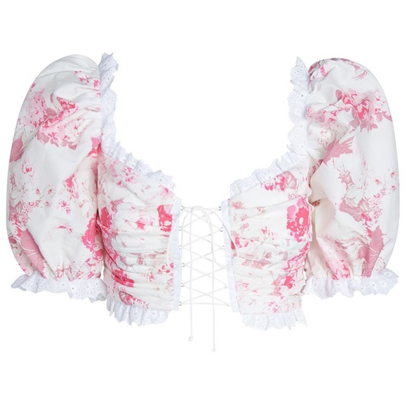 For Love and Lemons Mills Lace Up Crop - Picture 2 of 3